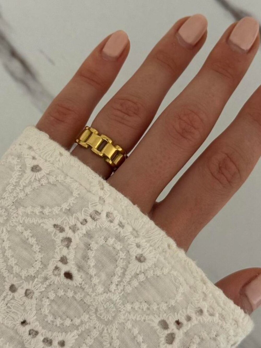 SKU:0228 Vintage Women Gold ring Links vintage style stainless steel + gift bag - Picture 4 of 4
